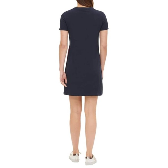 SOLD TOMMY HILFIGER WOMEN'S EMBROIDERED LOGO SIDE STRIPE T-SHIRT DRESS NAVY - Picture 7 of 7